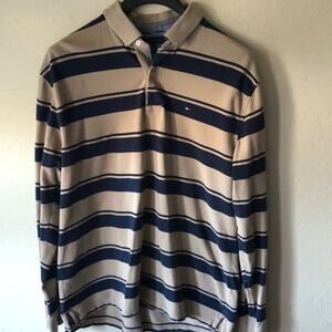 Tommy Hilfiger Long Sleeve Striped Polo Shirt Sz XL